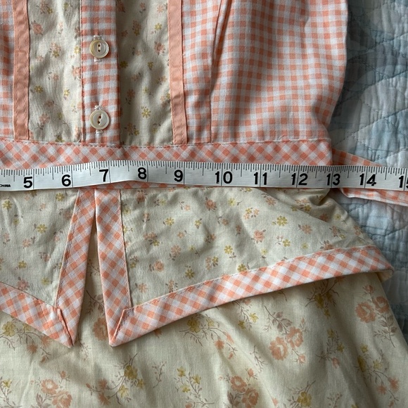 Gunne Sax by Jessica (Jessica McClintock) Maxi Dress, Peach Gingham and Floral - Picture 10 of 11